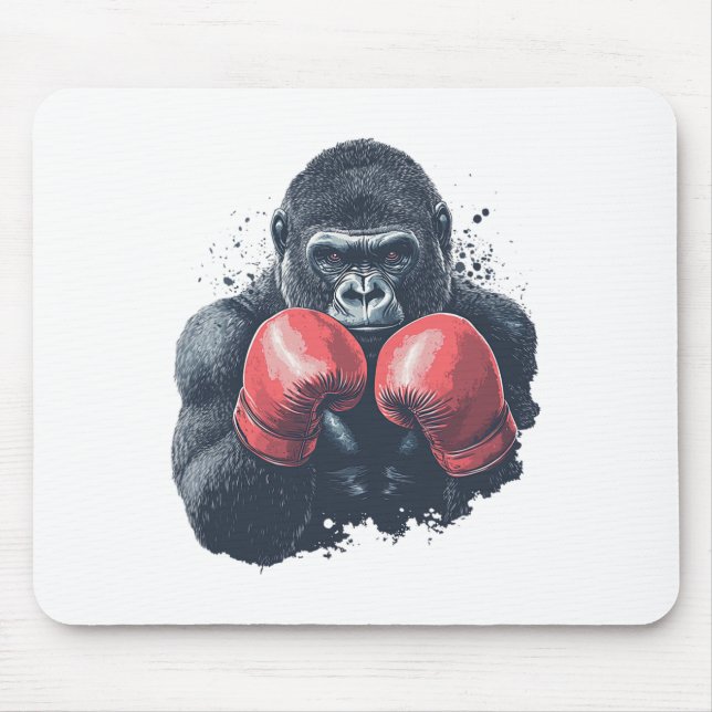 Gorilla In Boxing Gloves - Boxing Training  Mouse Pad (Front)
