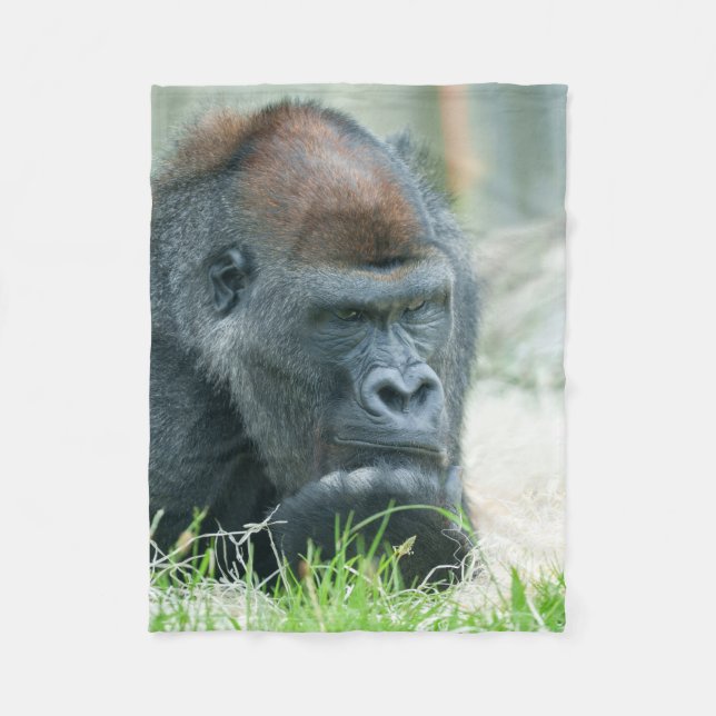 Gorilla in Thought Fleece Blanket (Front)