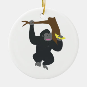 Gorilla In Tree Ceramic Tree Decoration