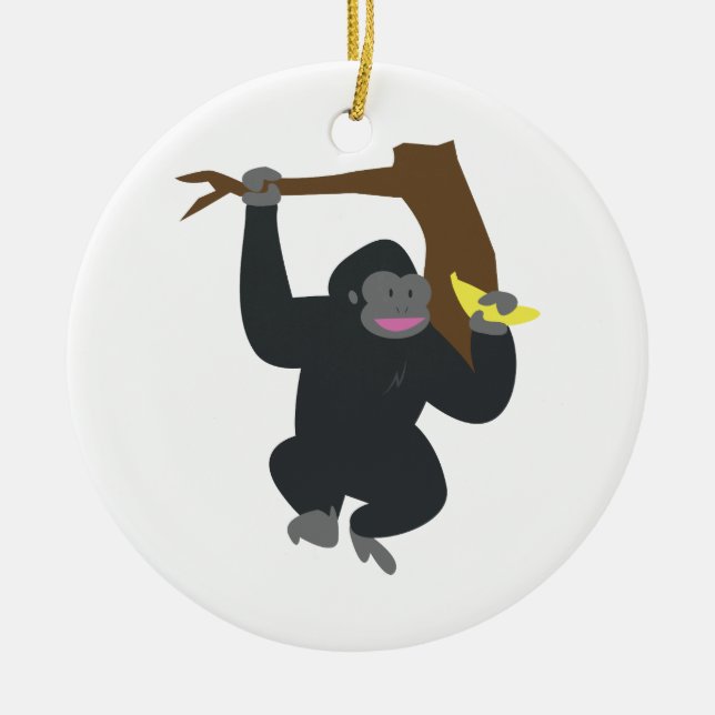 Gorilla In Tree Ceramic Tree Decoration (Front)