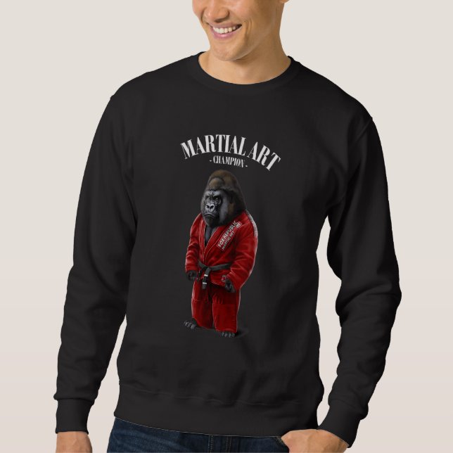 Gorilla Judo Karate Master In Red Judogi Sweatshirt (Front)