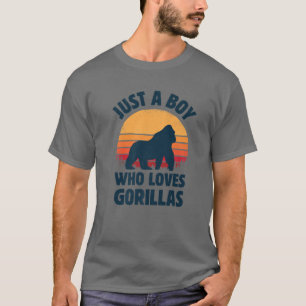 Gorilla Just A Boy Who Loves Gorillas Retro Vintag T-Shirt