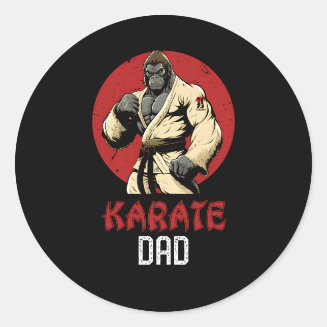 Gorilla Karate Dad Mial Super Dad Classic Round Sticker (Front)