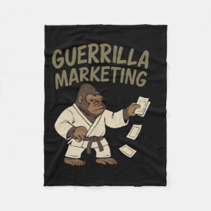 Gorilla Karate Guerrilla Marketing Funny Graphic Fleece Blanket