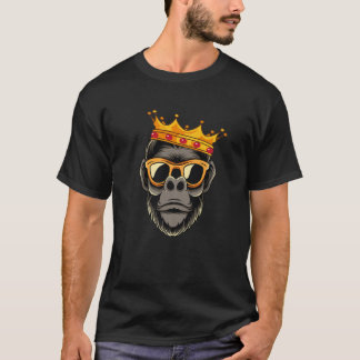 Gorilla King With Crown Silverback Crazy Wild Gori T-Shirt