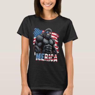 Gorilla merica 4th Of July Usa Flag Sungles T-Shirt