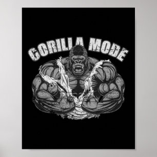 Gorilla Mode Gym Ape Fitness Coach Swole Monkey  Poster