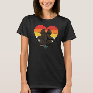 Gorilla  Monkey  Ape Animal Retro Heart Gorilla T-Shirt