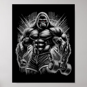 Gorilla Monkey Gym Wear Bodybuilding Workout Motiv Poster
