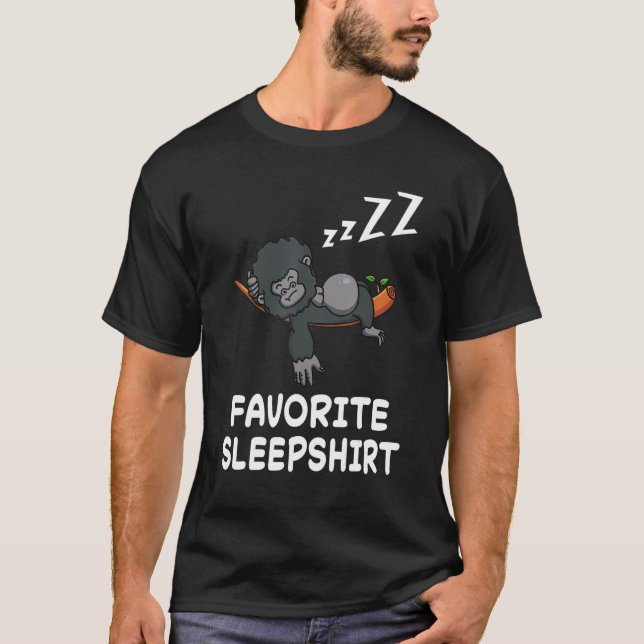 Gorilla Monkey Monkeys Nap Sleeping Sleep Pajama N T-Shirt (Front)