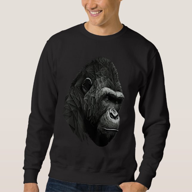 Gorilla Monkey Polygon Geometric Animals Print Art Sweatshirt (Front)
