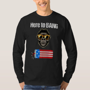 Gorilla Monkey Us Flag 4th July I Am Just Here To T-Shirt