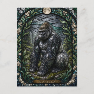 Gorilla Moss Forest Illumina Stained Glass Postcard