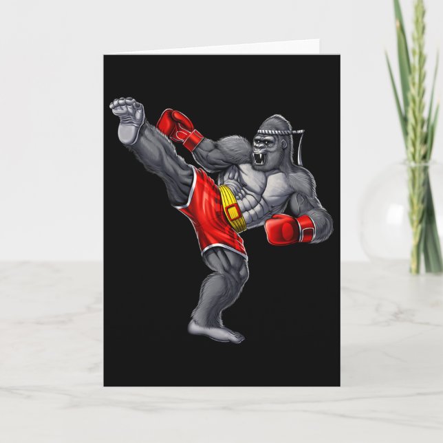Gorilla Muay Thai Boxing Karate Kickboxing Martial Card (Front)