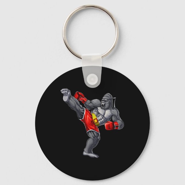 Gorilla Muay Thai Boxing Karate Kickboxing Martial Key Ring (Front)