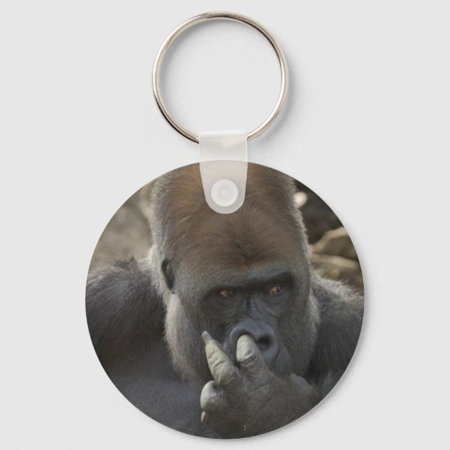 gorilla picking his nose - eeeewwwwwwww! key ring (Front)