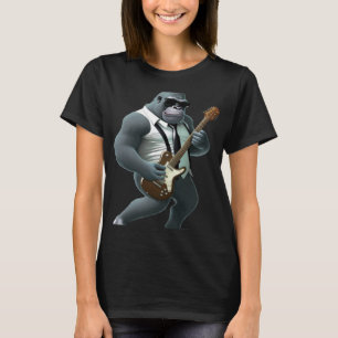 Gorilla Playing Electric Guitar  Animal Monkey  Gu T-Shirt