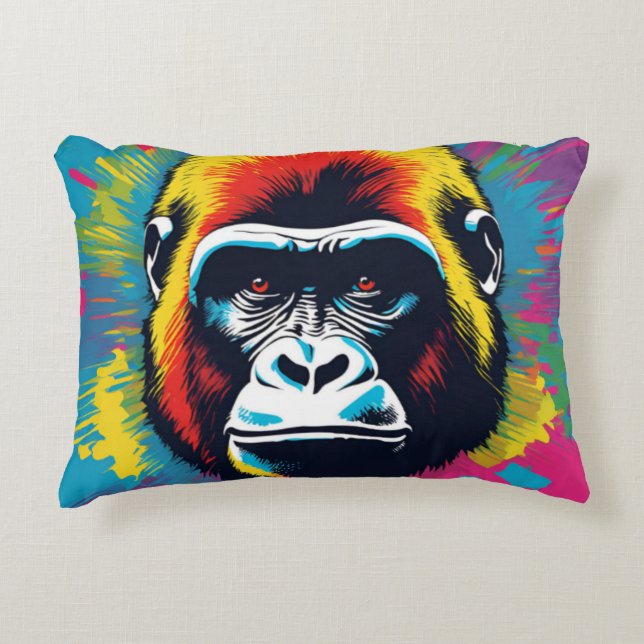 Gorilla Pop Art Cartoon Drawing Decorative Cushion (Front)