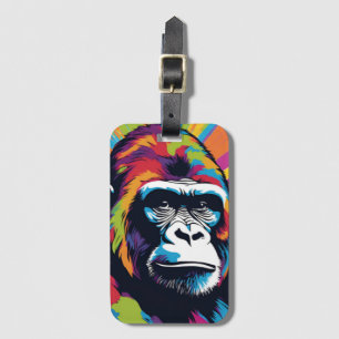 Gorilla Pop Art Cartoon Drawing Luggage Tag