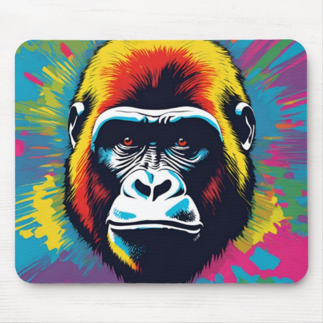 Gorilla Pop Art Cartoon Drawing Mouse Pad (Front)