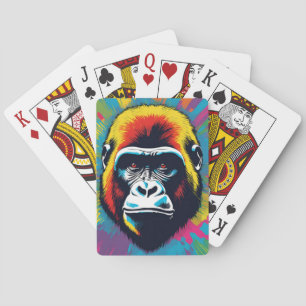 Gorilla Pop Art Cartoon Drawing Playing Cards