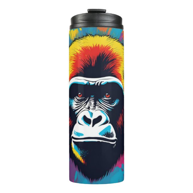 Gorilla Pop Art Cartoon Drawing Thermal Tumbler (Front)