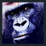 Gorilla Pop Art Poster Print<br><div class="desc">Gorilla Head Pop Art Digital Photography Artwork - Wild Animals Mountain Gorillas Pictures - Mountain Gorilla Face Close Look - Primates Artwork</div>