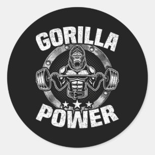 Gorilla Power Bodybuilding Weightlifting Workout Classic Round Sticker