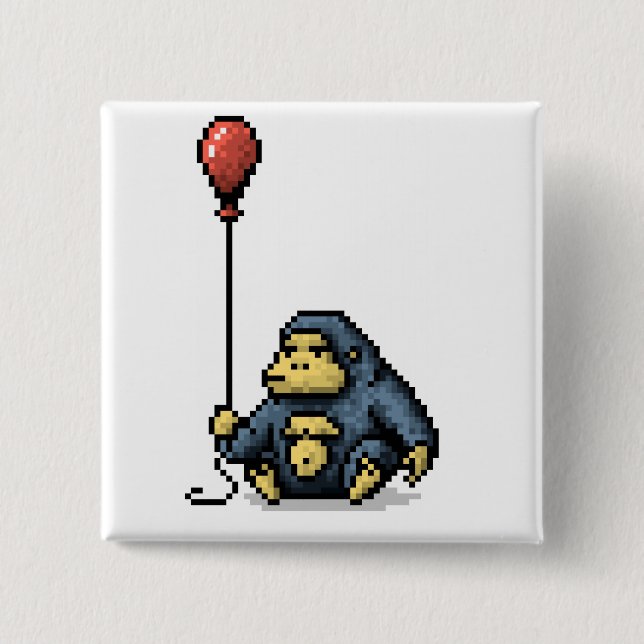 Gorilla Red Balloon Shade Pixel Art Button (Front)