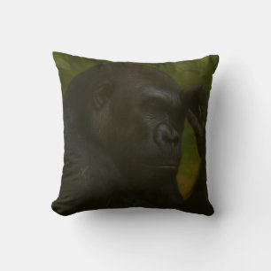 Gorilla Reflection – Thoughtful Wildlife Portrait Cushion