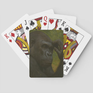 Gorilla Reflection – Thoughtful Wildlife Portrait Playing Cards