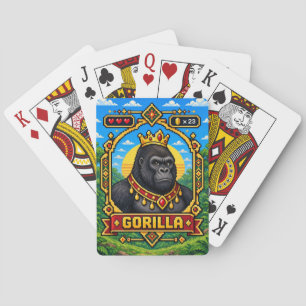Gorilla Retro 8-Bit Pixel Art Playing Cards