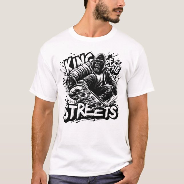 Gorilla Skateboarding – King of the Streets funny  T-Shirt (Front)