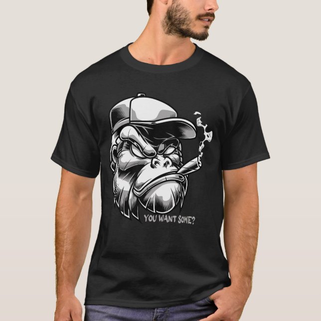 Gorilla Smoking Cigar – You Want Some? Urban wear T-Shirt (Front)