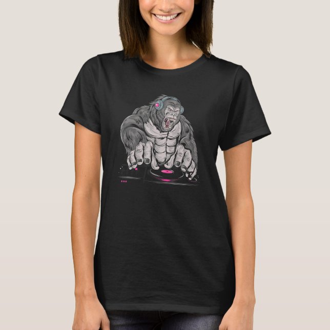 Gorilla Spinning Records Silverback  DJ Gorilla T-Shirt (Front)