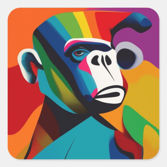 gorilla style square sticker (Front)