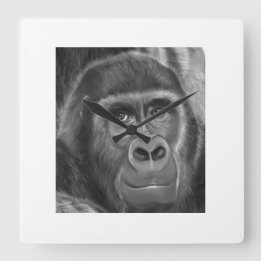 Gorilla sucking fingers Clock2 FINGER SUCKING GORI Square Wall Clock