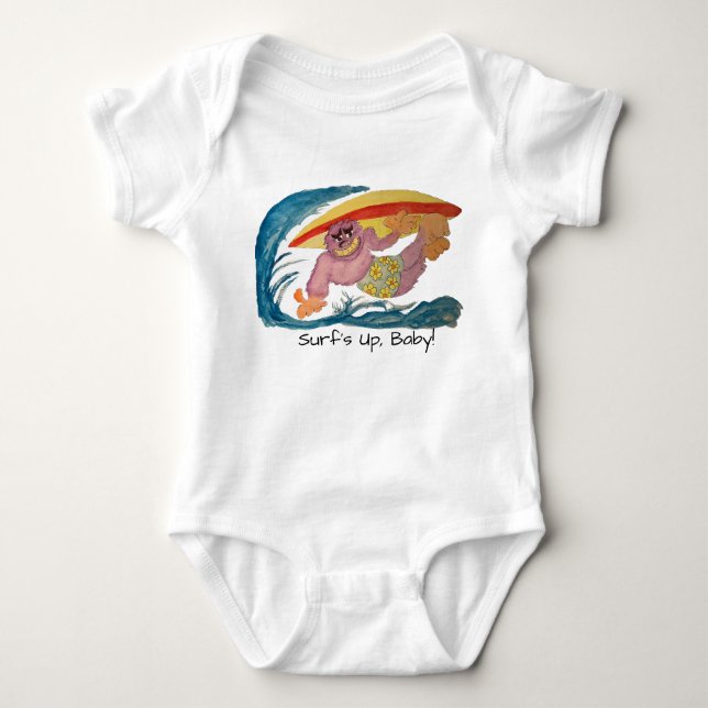 Gorilla Surfer Baby Bodysuit (Front)