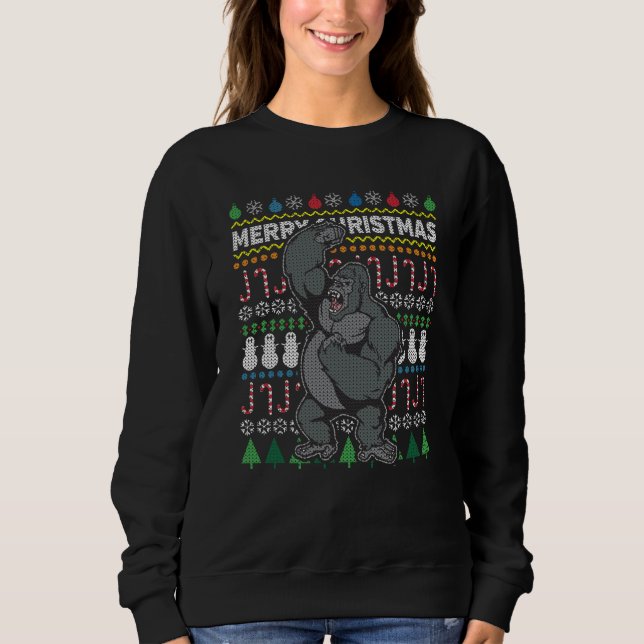 Gorilla Ugly Christmas Sweater Wildlife Series (Front)