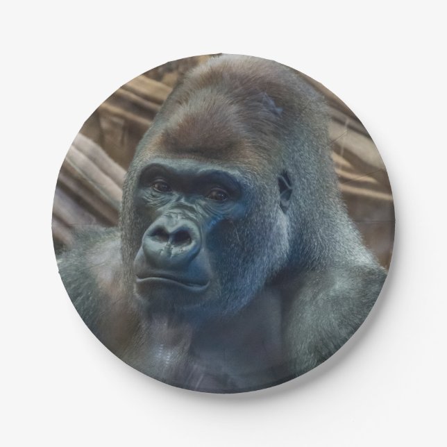 Gorilla up close paper plate (Front)