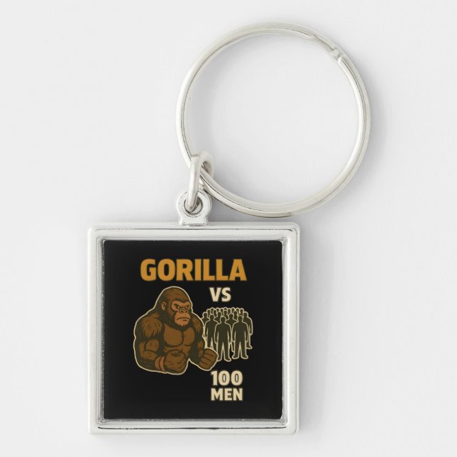 Gorilla vs 100 men epic battle key ring (Front)