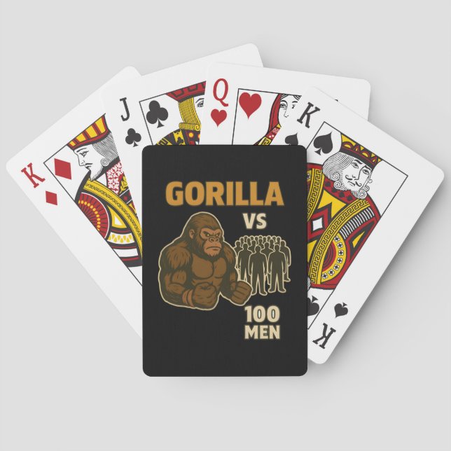 Gorilla vs 100 men epic battle playing cards (Back)