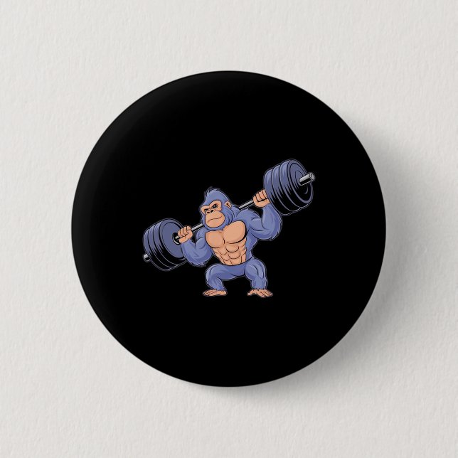 Gorilla Weightlifting Fitness Gym Training Bodybui 6 Cm Round Badge (Front)