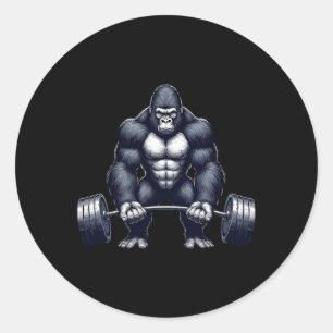 Gorilla Weightlifting Fitness Gym Training Bodybui Classic Round Sticker