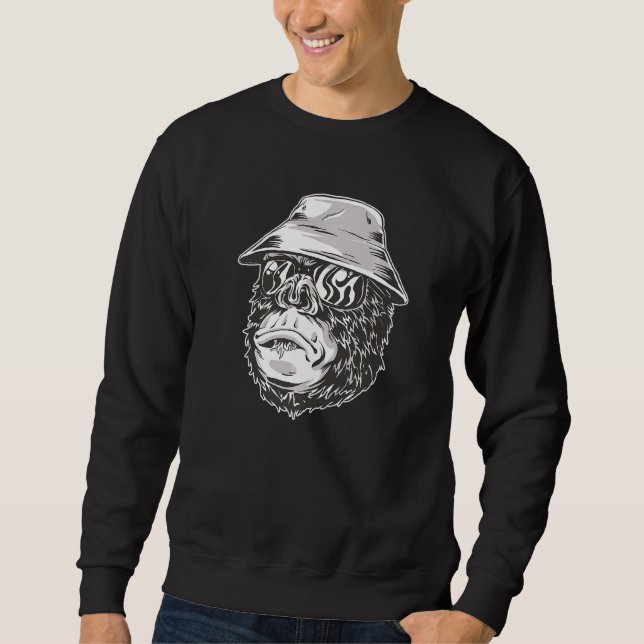 Gorilla With Hat And Sunglasses Sweatshirt (Front)