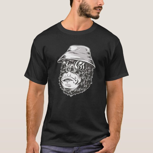 Gorilla With Hat And Sunglasses T-Shirt (Front)