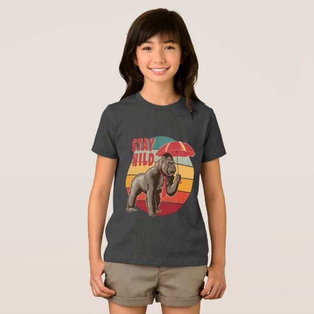 Gorilla with Umbrella  Tri-Blend Shirt (Front Full)