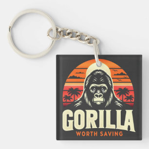 Gorillas Worth Saving World Wildlife Day Vintage Key Ring