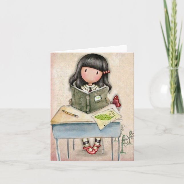 Gorjuss Girl Study Time Greeting Card (Front)