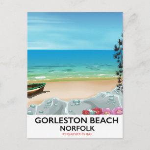 Gorleston Beach Norfolk Rail poster. Postcard